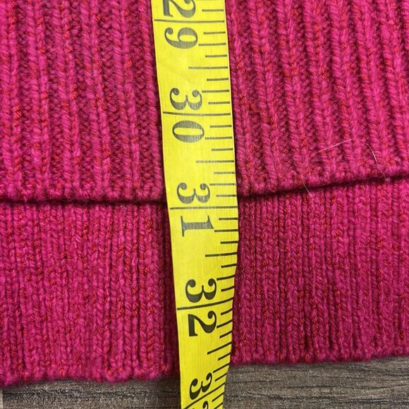 Athleta Shasta Oversize V-Neck Wool Blend Sweater Dark Pink Fuchsia Sz Medium - Picture 4 of 9